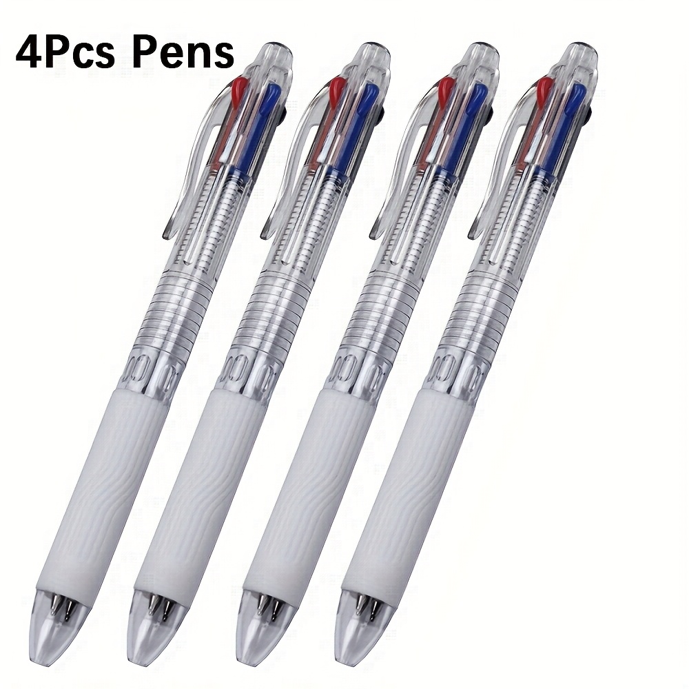 4/22pcs Set 4 In 1 Multicolor Ballpoint Pen 0.5mm Black Blue Red Refill Replaceable Core Easy Transparent Pen Pen Holder Multi Functional Marker Pen