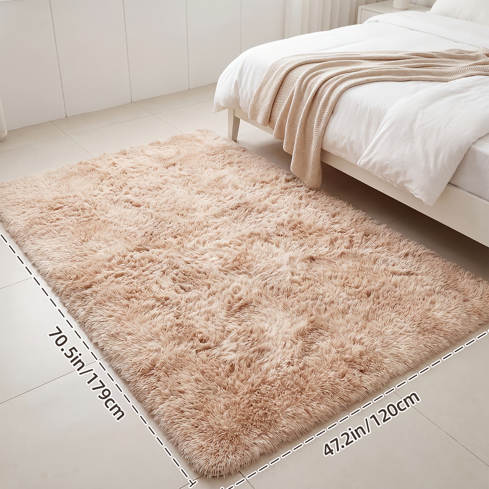 TEMU Tapis Long Pile Cristal Tomnk 180X274Cm, Tapis en Velours pour Salon Chambre à Coucher, Tapis Rectangulaire Antidérapant Lavable en Machine,