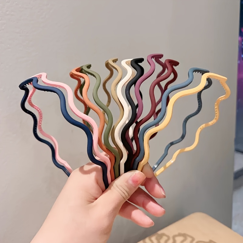 TEMU 11pcs Set Of Stylish And Minimalist Thin Headbands, Versatile Suitable For Face Washing, Matte Anti-slip Headbands With Serrated Edges