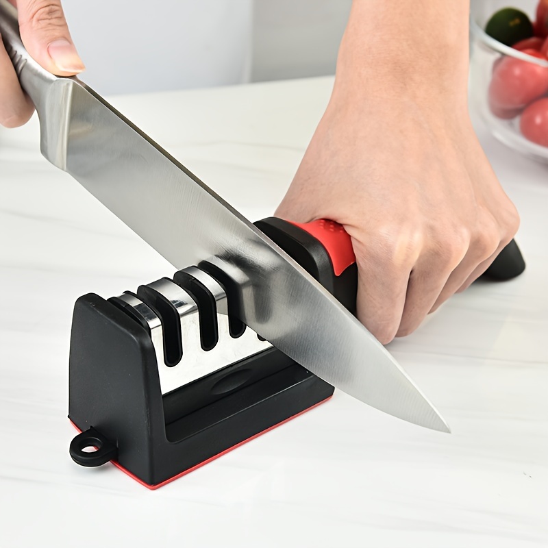 1pc Outdoor Knife Sharpener, 4 Stages Professional Kitchen Sharpening Stone Grinder, Knives Whetstone Tungsten Diamond Ceramic Sharpener Tool