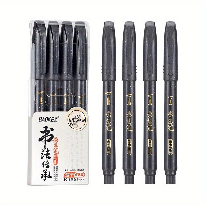 TEMU Soft-tip Calligraphy Pen Set, Black Calligraphy Brush, Large, Medium And Small Calligraphy Brush, Pen For Back-to- School Supplies