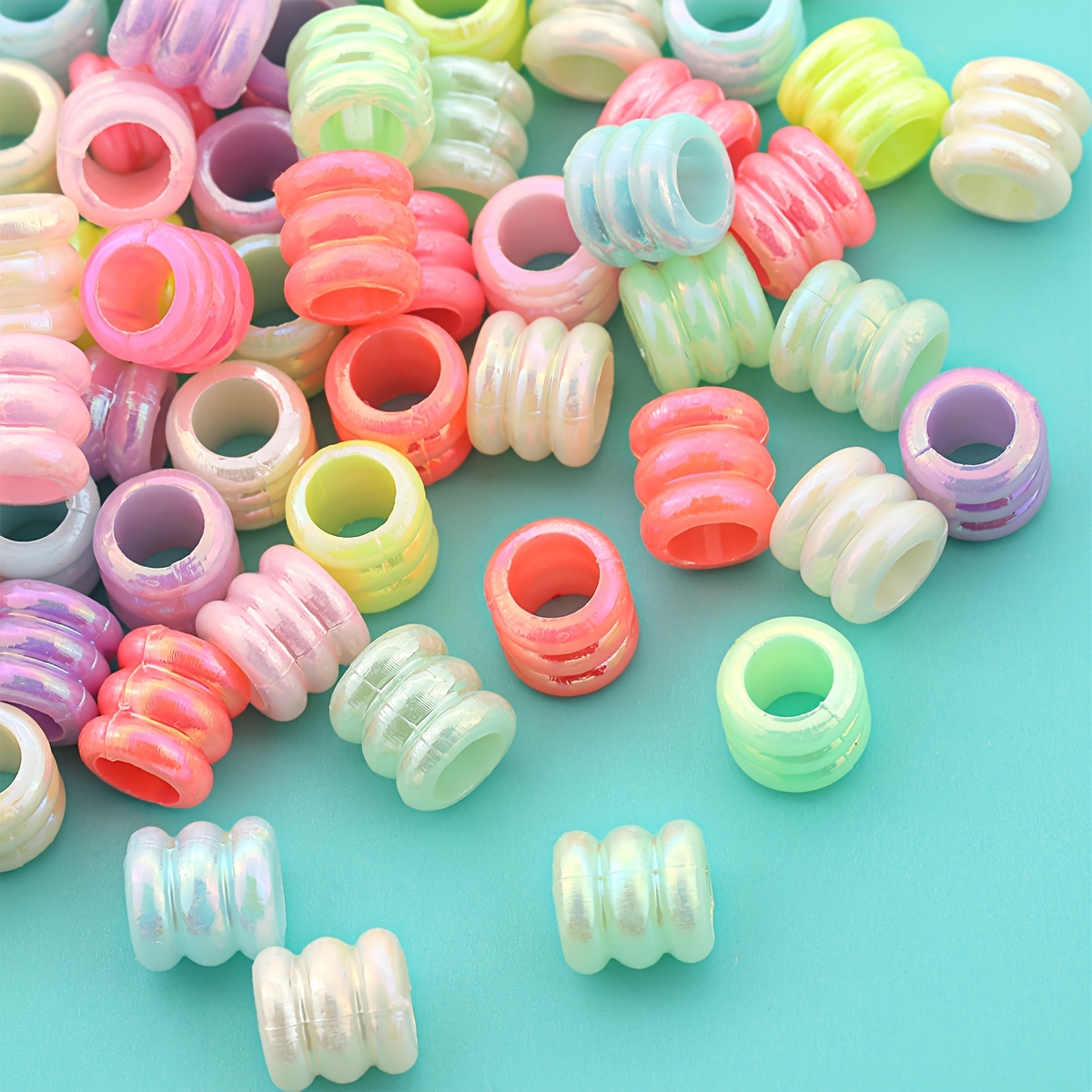 200pcs Iridescent Candy Large Hole Loose Beads for DIY Crafting