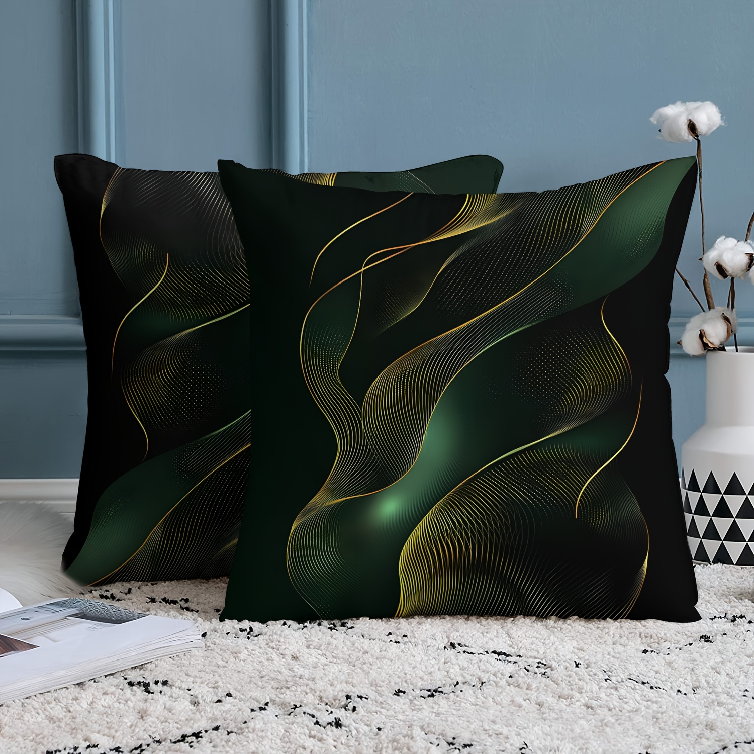 TEMU 2pcs Pack, Stylish Geometric Abstract Decorative Pattern Pillowcase, High Quality Short Plush, Stylish Style, Double-sided Print 18 Inches*18