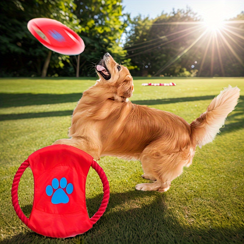 

1pc Dog Flying Disc Toy With Cotton Rope Made Of Oxford Fabric For Interactive Training And Guiding, Dog Interactive Supplies