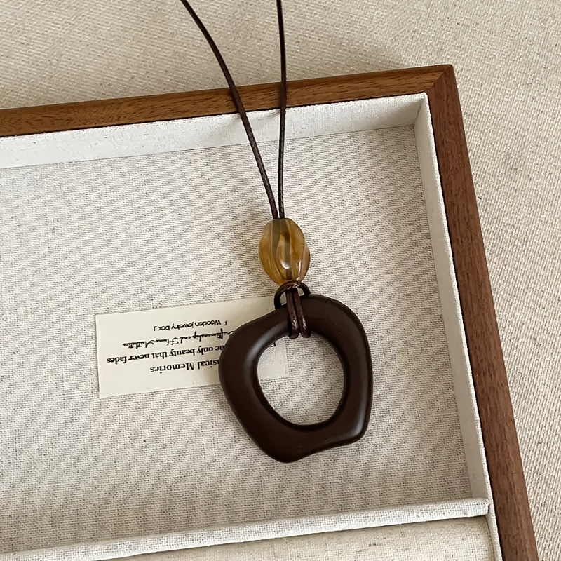 3pcs Bohemian Adjustable Wooden Hoop Pendant Necklace Set
