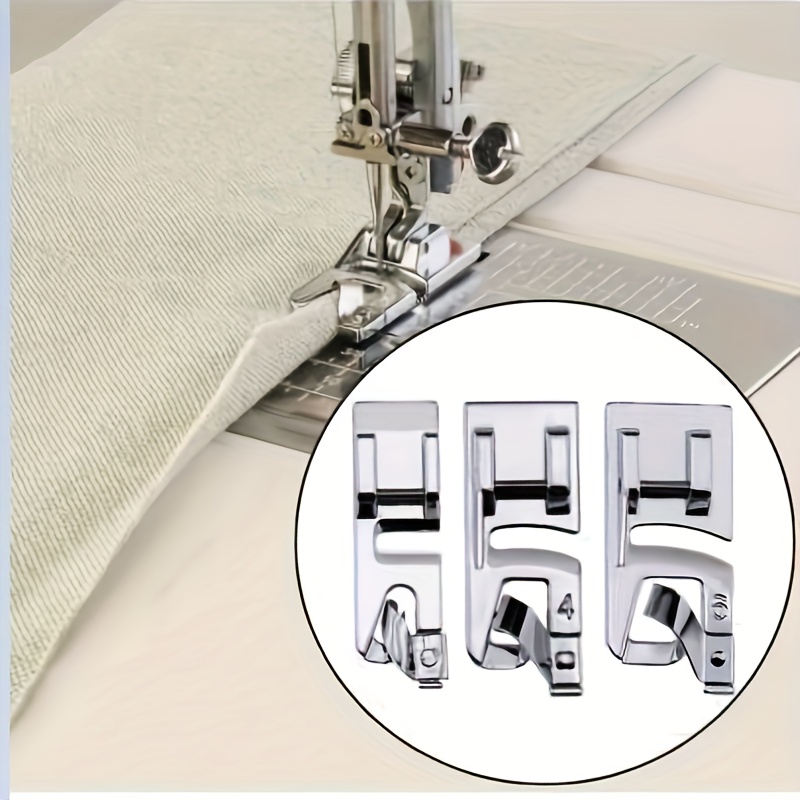 

3-piece Rolled Hem Presser Foot Set For Sewing Machines - 3mm, 4mm, 6mm Edges - Compatible With Brother, & More