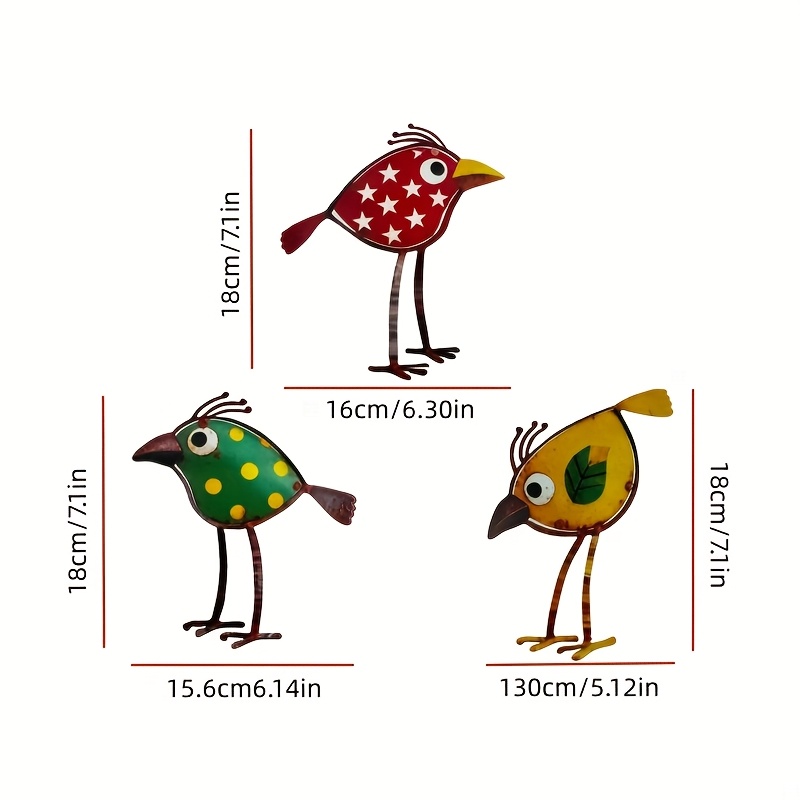 E-shop 【2D Flat】 [2D Flat] 3 Stück Bohemian Style Eisen Vogel Hof Wanddekorationen, Sehr Gut Geeignet für Wand- und Zaundekoration, Robuste
