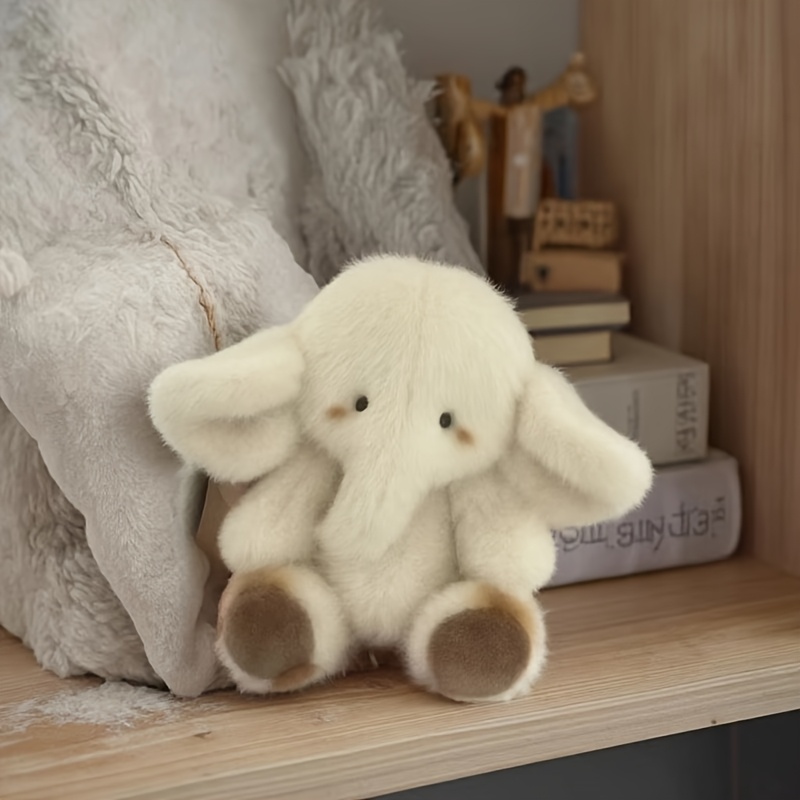 [1pc Adorable Soft Plush Elephant Toy] Adorable Soft Plush Elephant Toy, Polyester Creamy White, Cozy Stuffed Animal, for Living Room, Bedroom, Gift for 0-3 Years Old