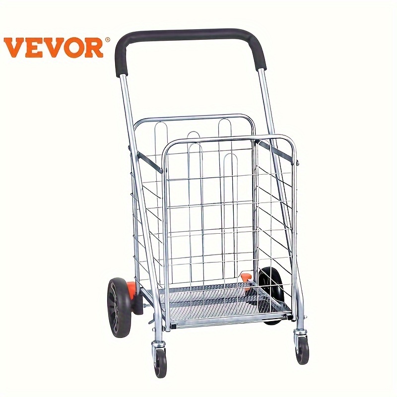 

Vevor Folding Shopping Cart, 66 Lbs Max Capacity, Grocery Utility Cart With Rolling Swivel Wheels, Heavy Duty Foldable Laundry Basket Trolley Compact Lightweight Collapsible For Luggage