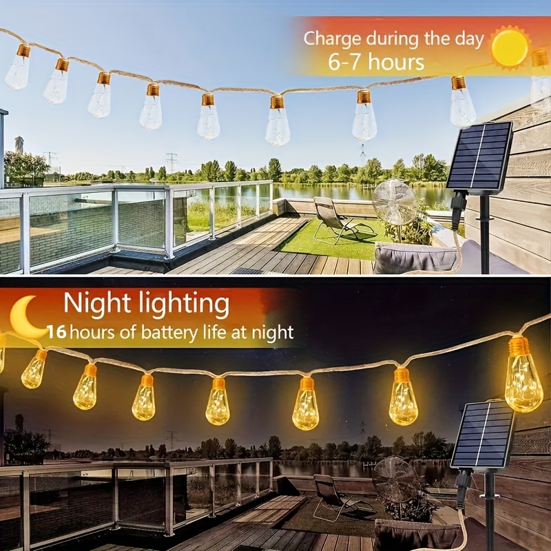 Solar Rope Light String with Remote Control, Multi-Mode Outdoor Hanging Lights