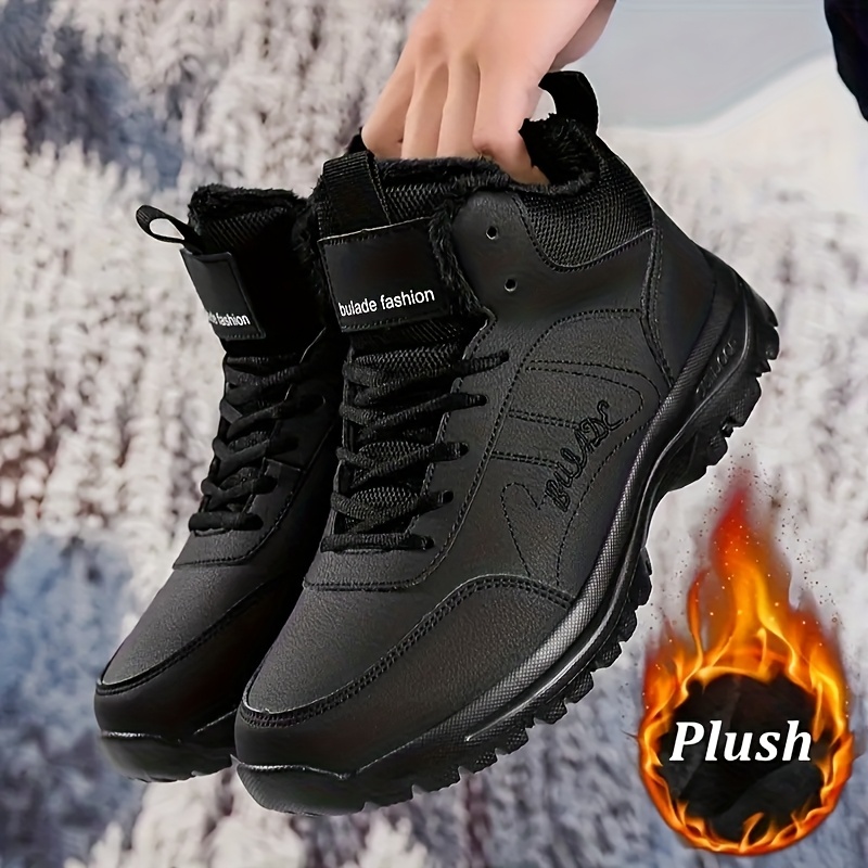 mens warm winter snow sports boots with plush lining lightweight md sole     resistant outdoor shoes for skiing ice climbing all terrain traction for casual and heavy use