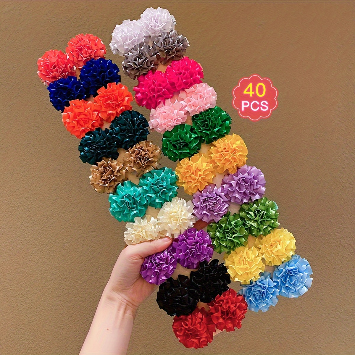 

Lemon 40pcs Set Of Flower Hair Clips For Girls - Cute Polyester Fiber Accessories