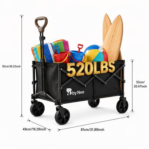 heavy duty collapsible folding wagon cart with wheels all terrain folding utility cart with 600d oxford fabric no portable garden wagon with tool holder for camping gardening beach shopping pet walking