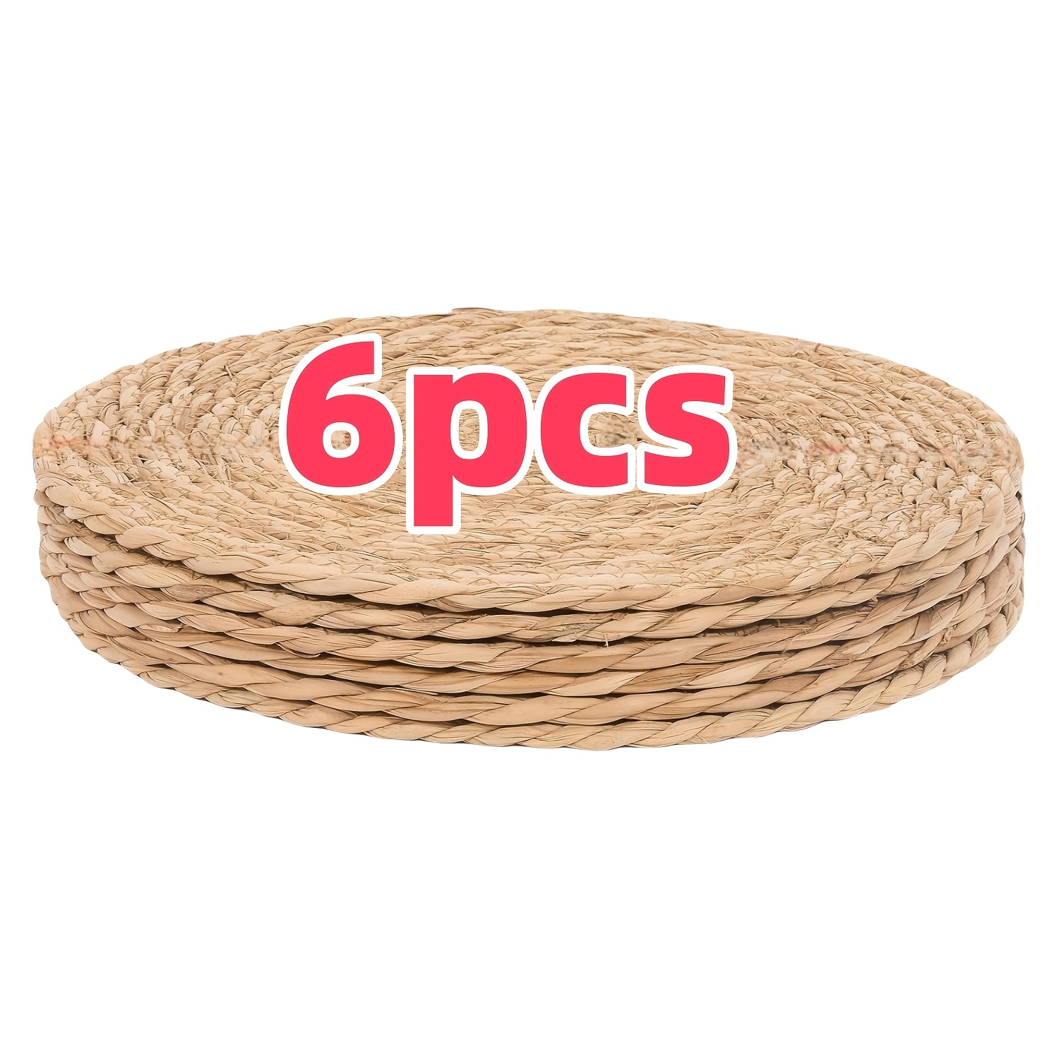 Image of 6 Pcs - 30cm 11.8in Diameter Round Bohemian Style Placemats Lightweight Heat-resistant Mats - Tableware For Tabletop Protection - Home Decor, For Wall Decoration, A Table Dining Essential