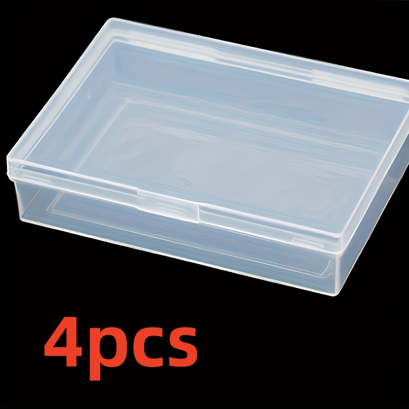 TEMU 4pcs Playing Card Case Set, Special Storage Box, Plastic Box, Rectangular, Transparent, Thickened