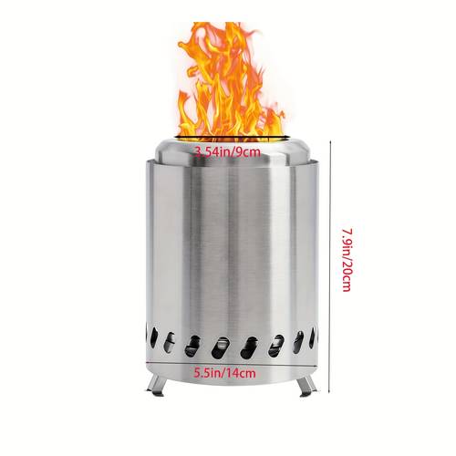 portable fire pit with low smoke particles for outdoor indoor mini personal fireplace bag stainless steel small stove suitable for camping and garden decoration silvery color