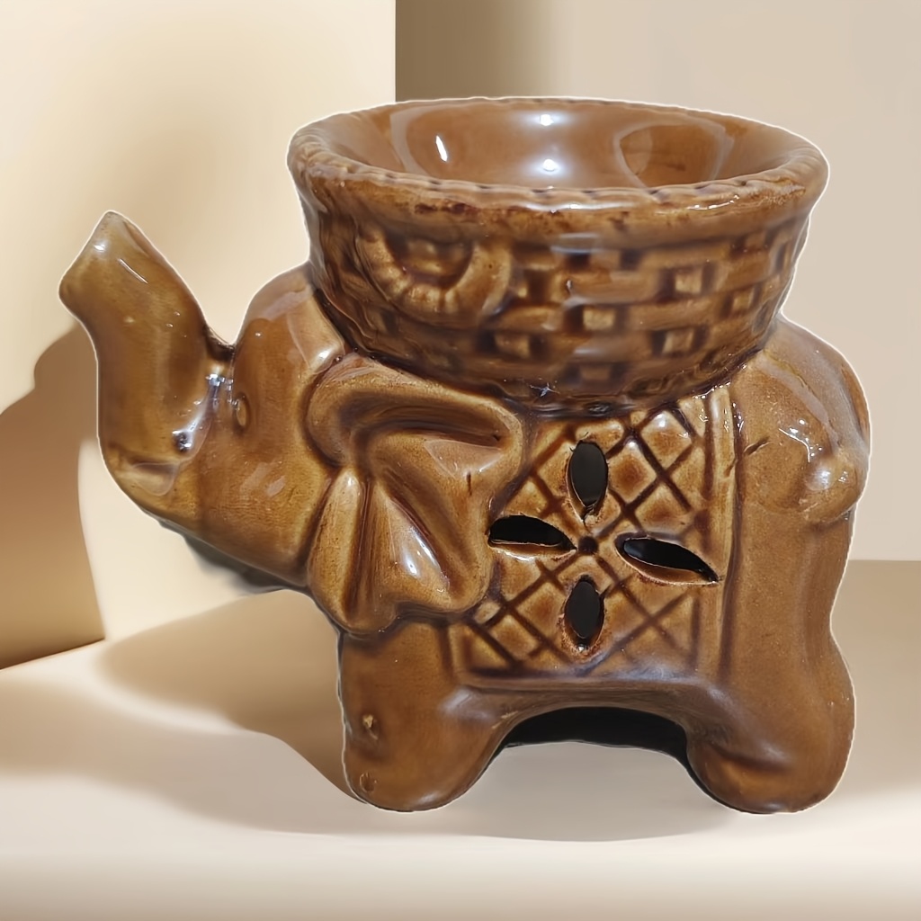 1pc Elephant Ceramic Diffuser Candle Oil Lamp Home Decor Craft