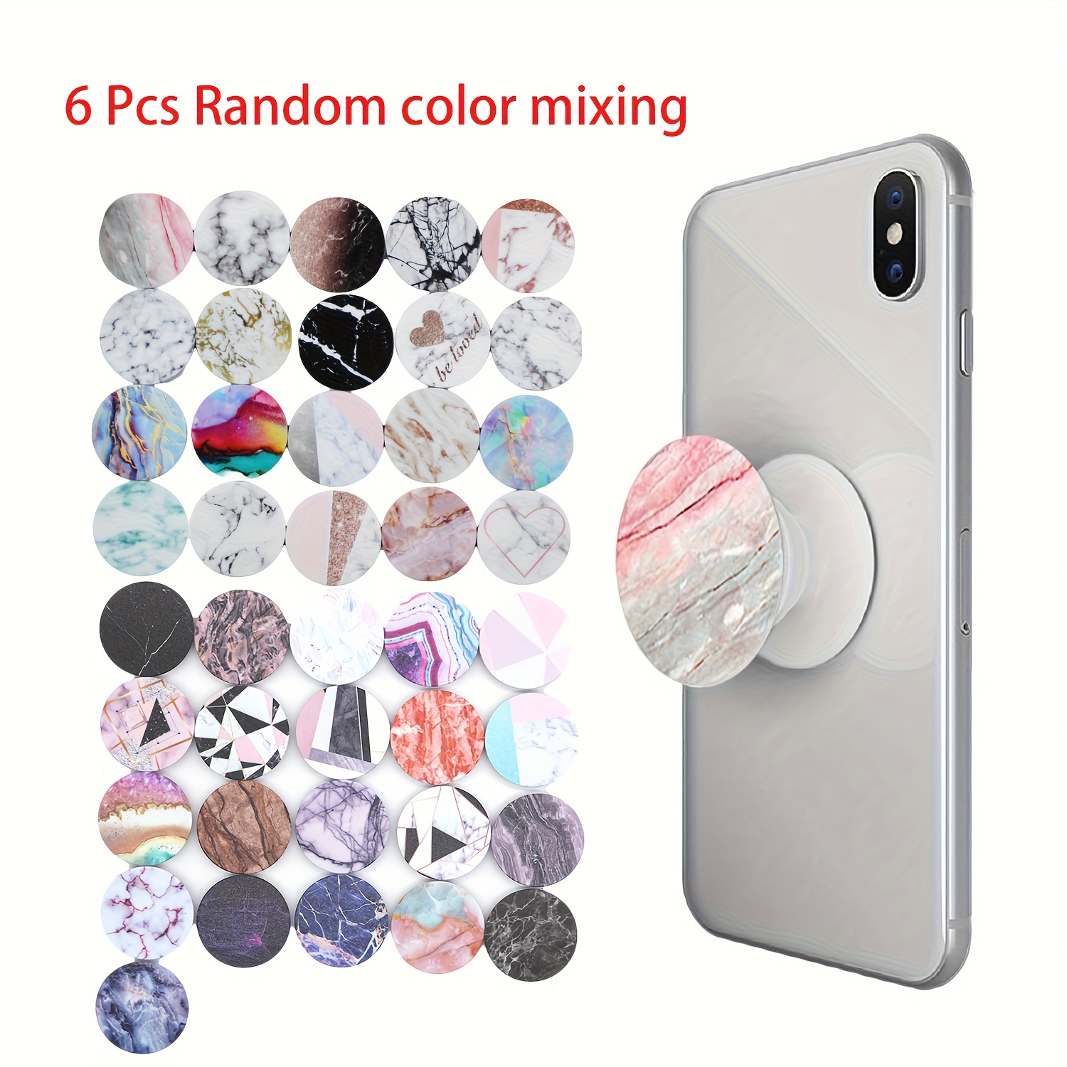 6pcs Random Color Mixing Mobile Phone Holder, 360° Rotation, Foldable And Extendable, Suitable For Smartphones And Tablets