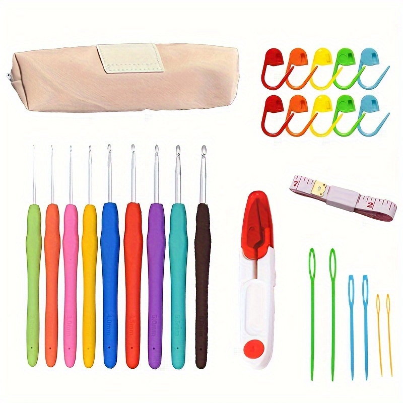 

Beginner Crochet Kit With Color Yarn, Plastic Hooks & Accessories - Crafting Set