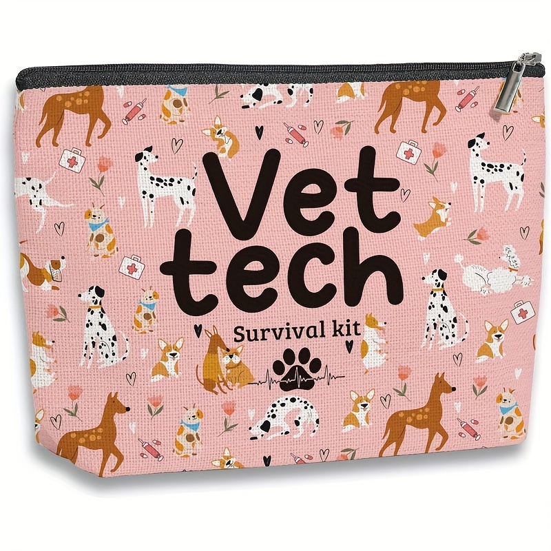 

Vet Tech Portable Cosmetic Bag – Durable Hemp Travel Pouch With Cute Dog Pattern For Makeup And Toiletries Storage, Multi-function Survival Kit Organizer