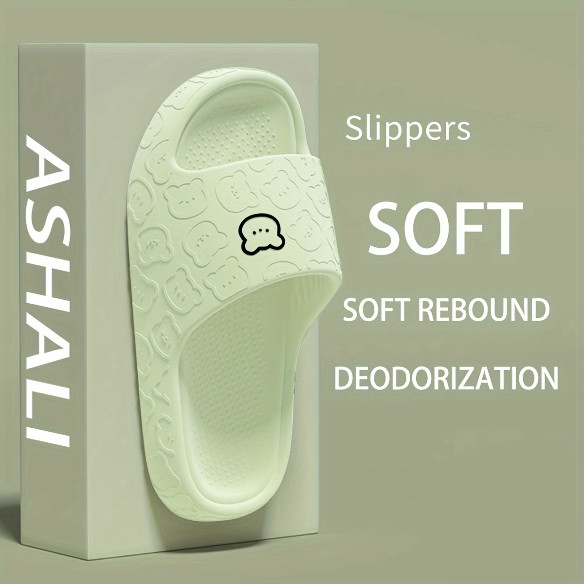 ASHALI Cute Bear Breathable Men'S Soft Slippers Four Seasons Indoor Home Household Couple Bathroom Slippers