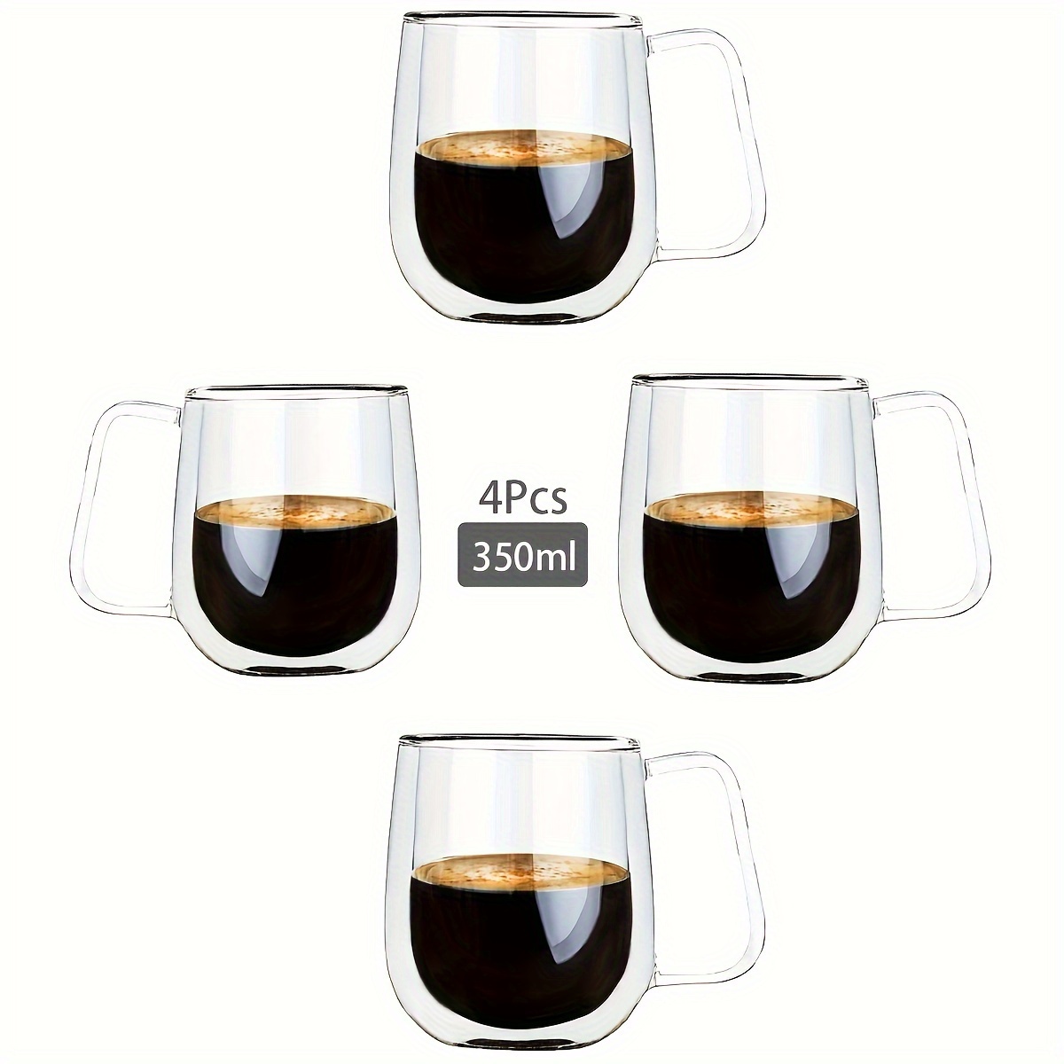 

4 pièces, tasses à café en verre, tasses à café expresso à double paroi 250 ml/350 ml, tasses à eau isolées par la chaleur, verres d'été et d'hiver, cadeaux d'anniversaire