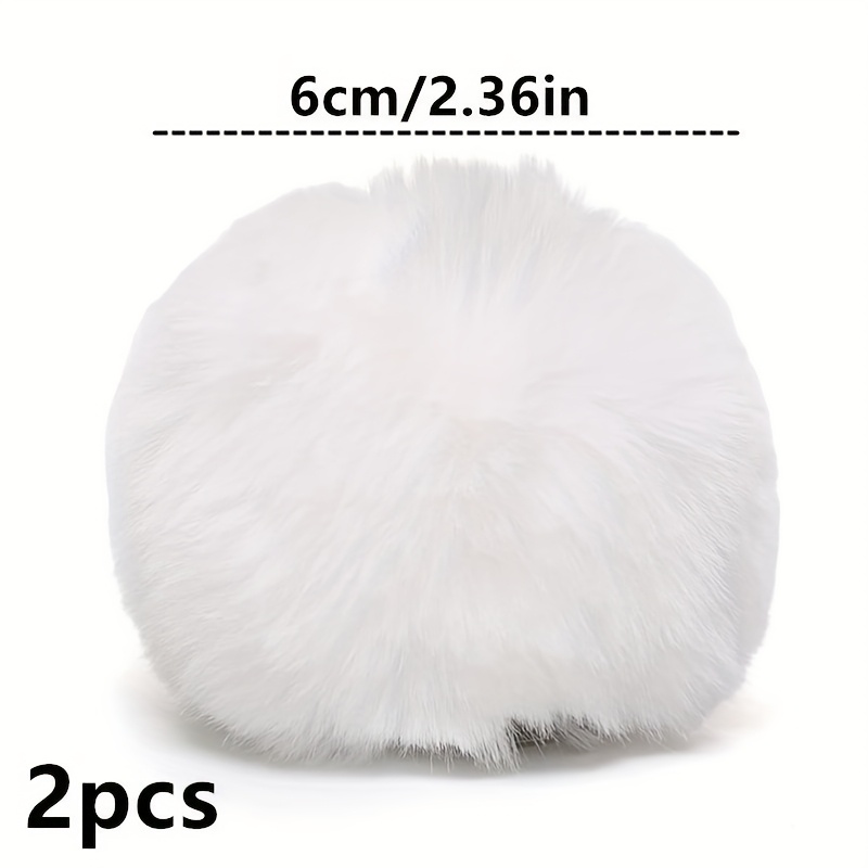 2pcs Fluffy Tail Pom-poms - Soft Fabric Rabbit Costume Additions For Easter, Halloween, And Role-play Decor