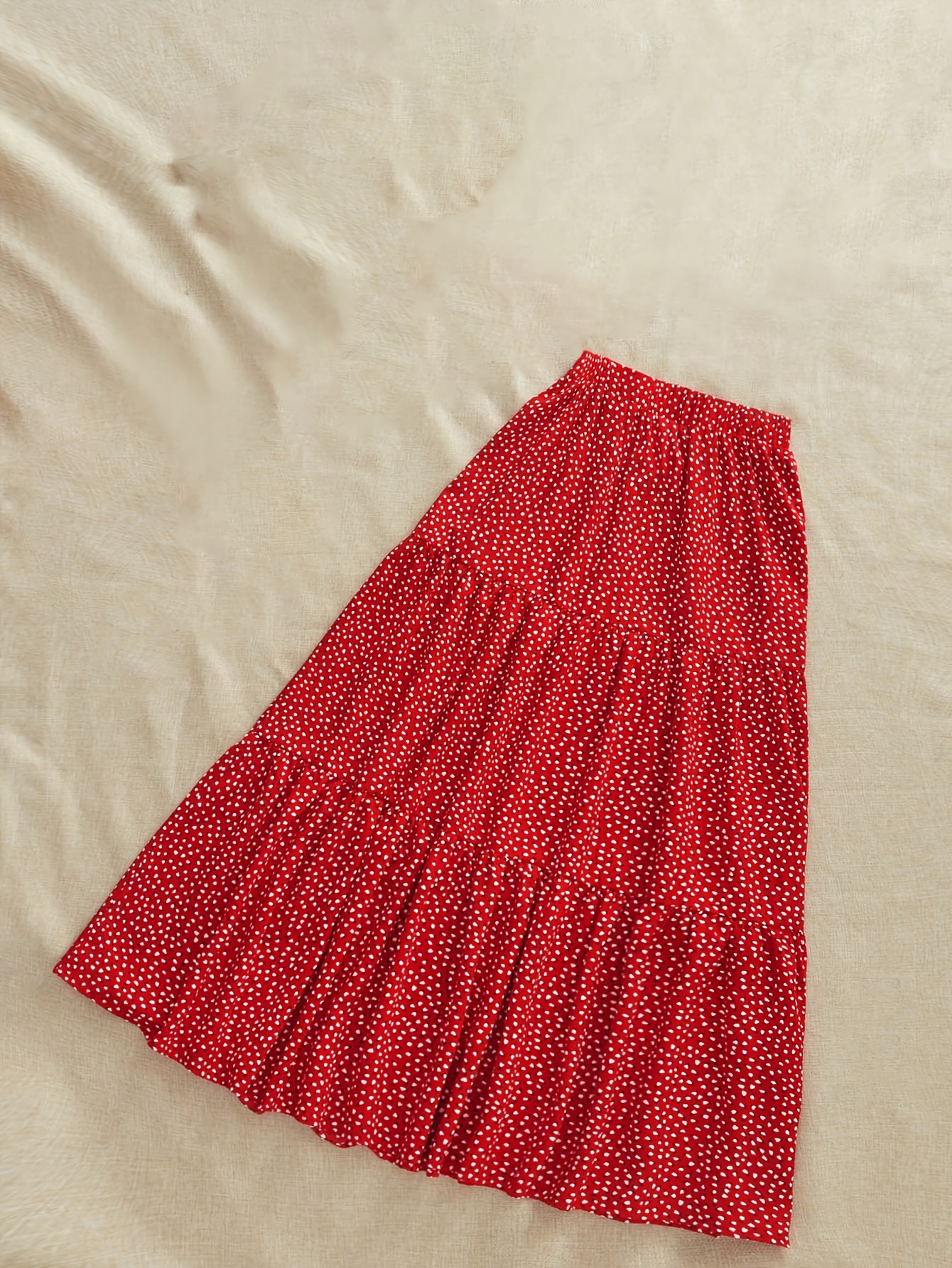 women's red polka dot print skirt casual a line midi skirt Temu
