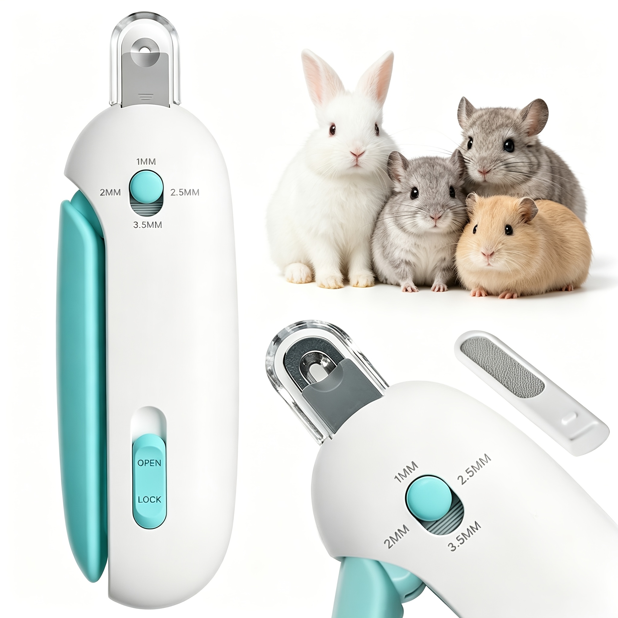 TEMU Coupe-ongles pour petits animaux avec lime cachée et réceptacle à débris. douce à trou rond pour une épaisseur d'ongle de 1 à 3,5 mm. Convient
