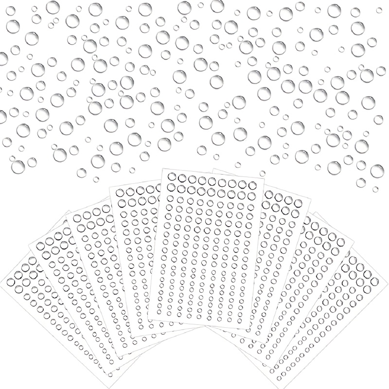 

810pcs Hdhuiun Self-adhesive Transparent Stickers - Round Water Drop Resin Beads For Scrapbooking, Card Making & Craft Decorations