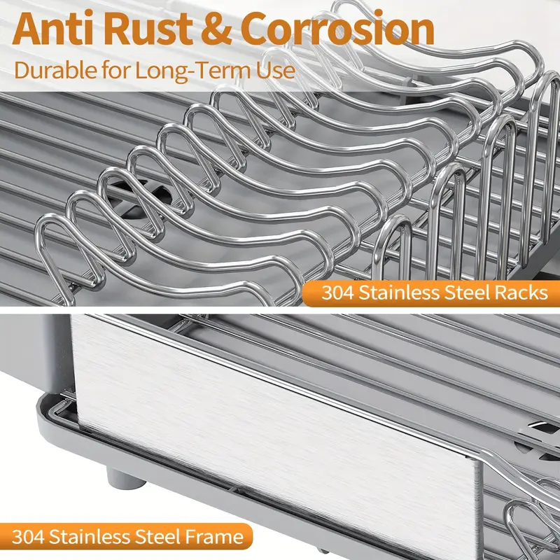 dish rack 304 stainless steel dish drying rack for kitchen counter dish drainer with cutlery holder for large capacity dish drying rack with drip tray Product details 2