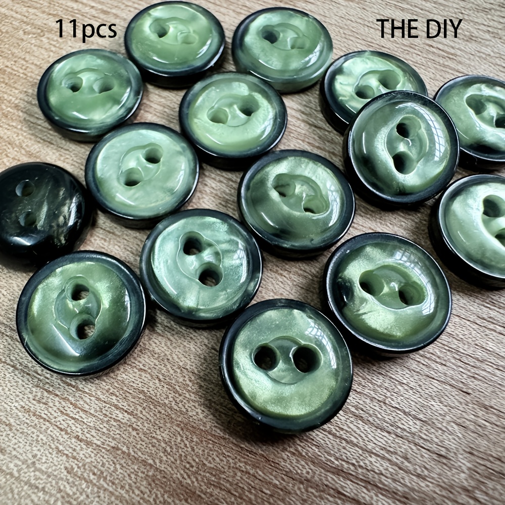 TEMU 11pcs Green Resin Buttons For Shirts, Cardigans, And Sweaters, Creative Diy Accessory Buttons, Handmade Craft Kit, Clothing Accessories