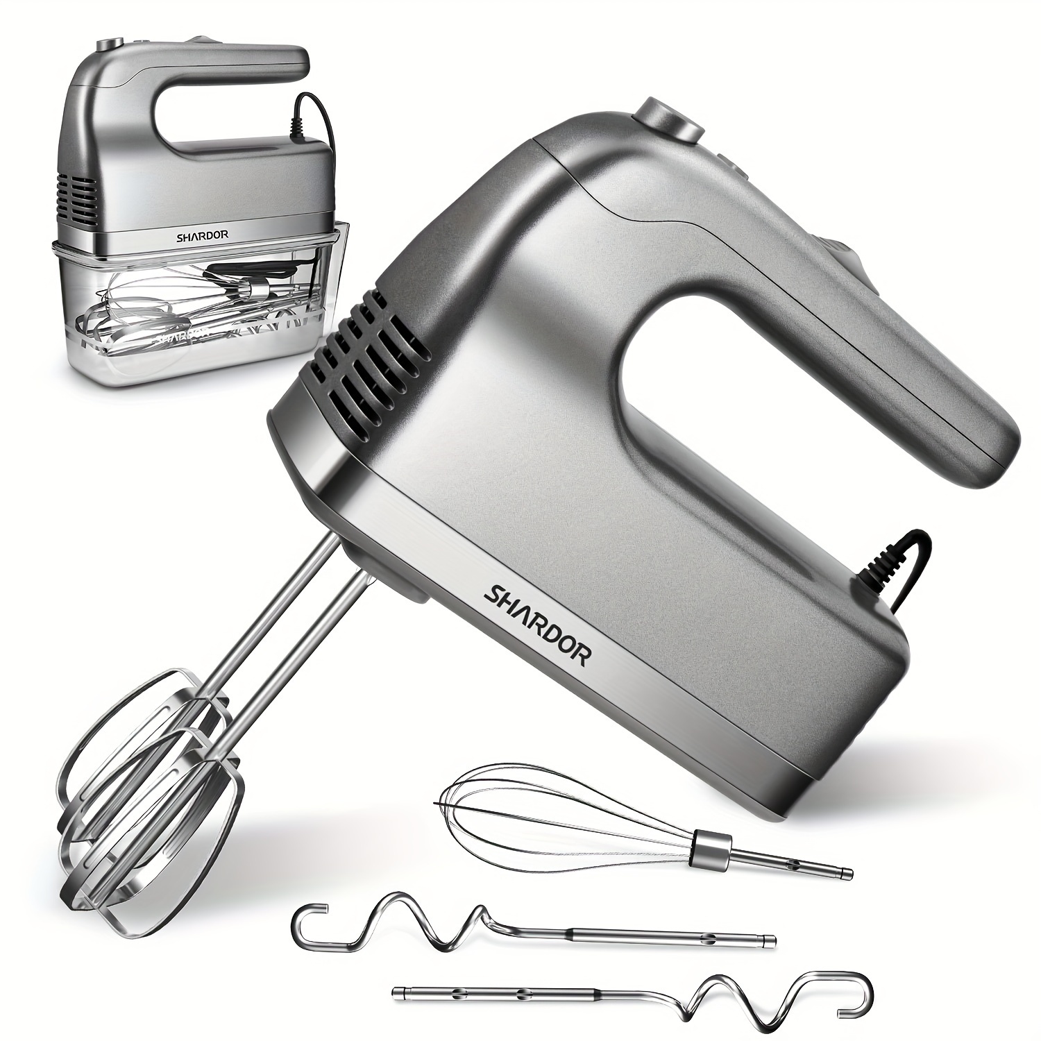 TEMU Hand Mixer Electric, 6 Speed & Turbo Handheld Mixer With 5 Stainless Steel Accessories, Electic Mixer For Whipping, Mixing , Brownie, Cakes,