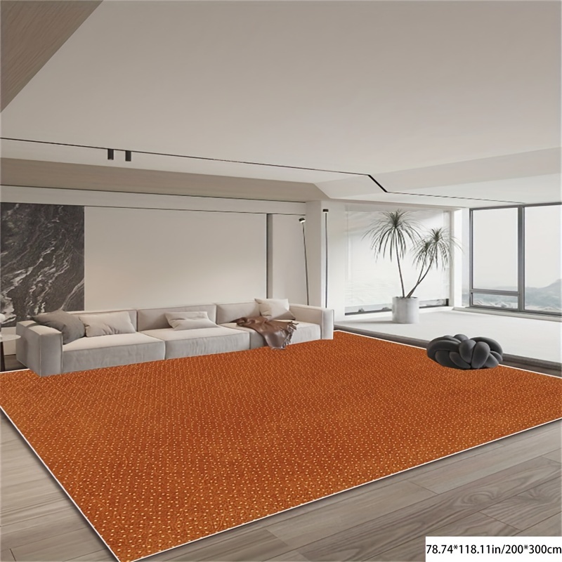 

Orange Theme Crystal Velvet Area Rug 5mm Thickness - Non-slip, Machine Washable, Flat Woven Polyester Rug For Living Room, Bedroom, Office, Entryway - Indoor Low Pile, Geometric Decor Mat