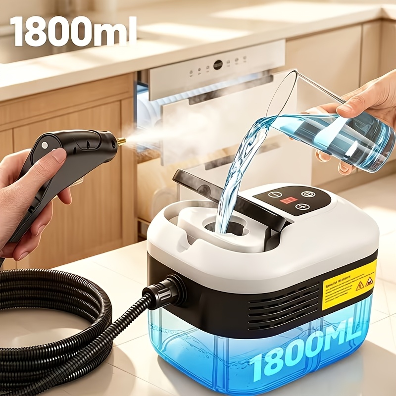 Image of High-pressure Steam Cleaner, 6-level Adjustable, 15s Heat-up, 1.8l Large Tank. Portable High-temperature Bathroom Power Steamer Cleaning Machine Steam Cleaner For Home Use Kitchen Grease Car Cleaning