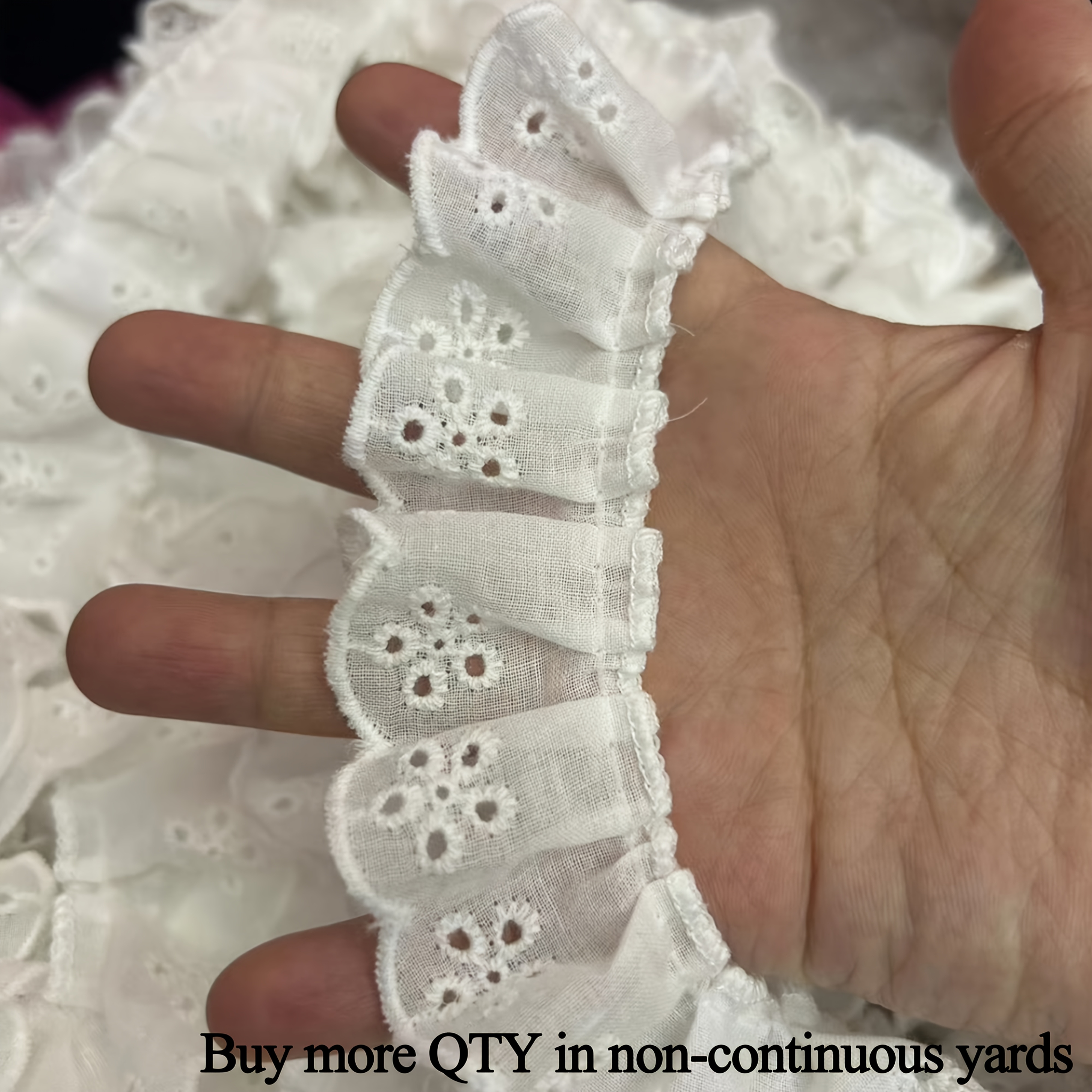 Ruffle Pleated Eyelet Lace Trim For Sewing Costumes Crafts