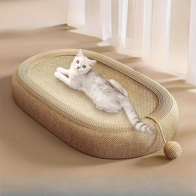 

Durable Oval Cat Scratching Post Made Of Sword Hemp Rope, Warm And Fun Toy For Cats