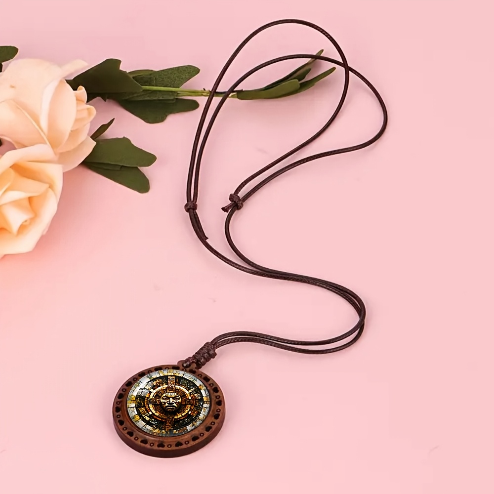 Ancient Totem Heart Wooden Necklace