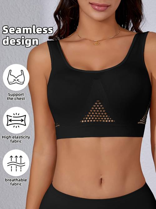 womens sports bra gathered bra sports hollow breathable bra fitness running yoga vest