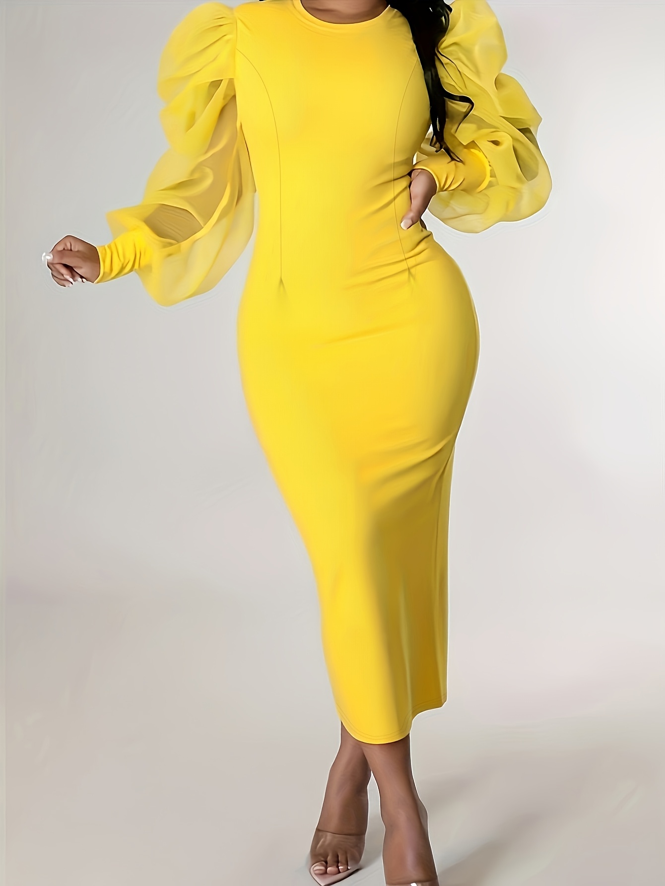 plus size yellow bodycon dress Buy Women Neon Yellow Ruffled Body Slit Bodycon Midi Dress Online at Best  Price