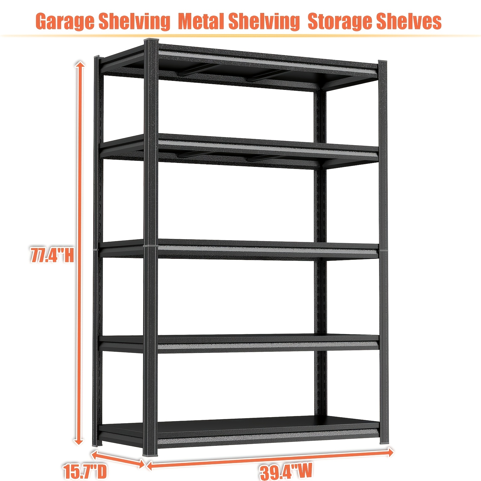 72''H 5-Tier Metal Bookshelf, Freestanding Heavy Duty Storage Shelving Unit, Industrial Metal Frame Book Organizer Rack, Display Shelf for Home Office Bedroom Living Room Kitchen Garage Corner Organization