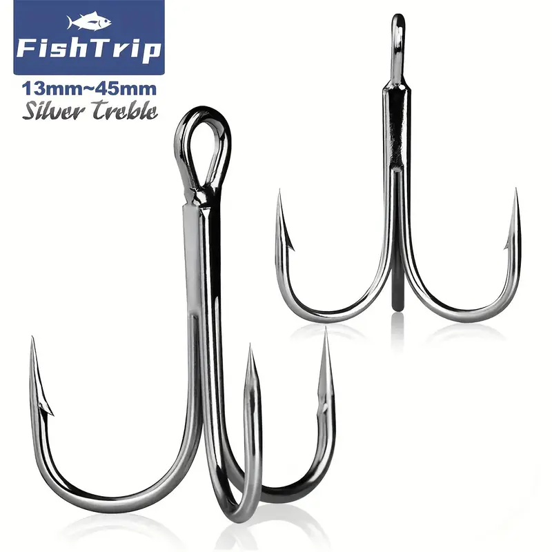 100 pcs fishing treble hook 3X Strong Hooks 7/0, Nickel Finish, Saltwater & Freshwater Fishing, Ideal for Tuna, Musky & Big Game Lure Rigging : Sports & Outdoors 5 sizes available for multiple fishing situation 100pcs Treble Hooks 1-10 High