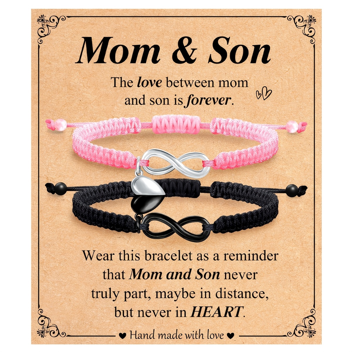 TEMU 2 Sets Of Matching Bracelets Suitable For Fathers/daughters/mothers/ During Father's Day/mother's Day/graduation Season/back To , Adjustable