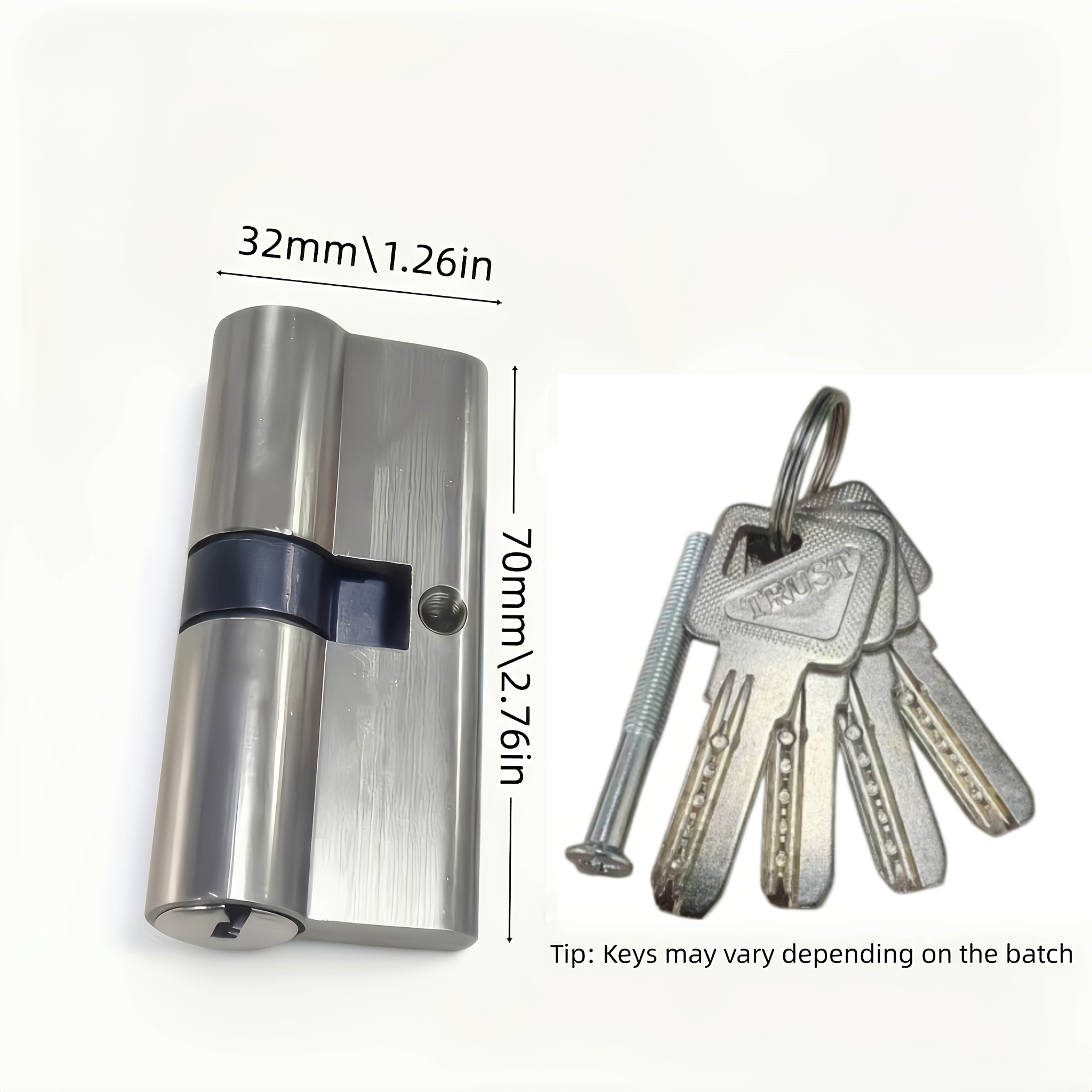 Image of European Standard 70mm Cylinder With 4 Keys, Aluminum Housing Security Cylinder, Door Lock Replacement Part. Door Lock Installation
