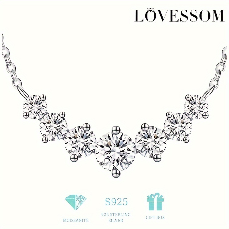 

925 Silver 2.8ct Moissanite Clavicle Chain For Valentine's Day, Day, Thanksgiving, Anniversary, Wedding, Proposal, Engagement, Wedding Anniversary, Birthday Gift, Gift With Gift Box, . 2.74g