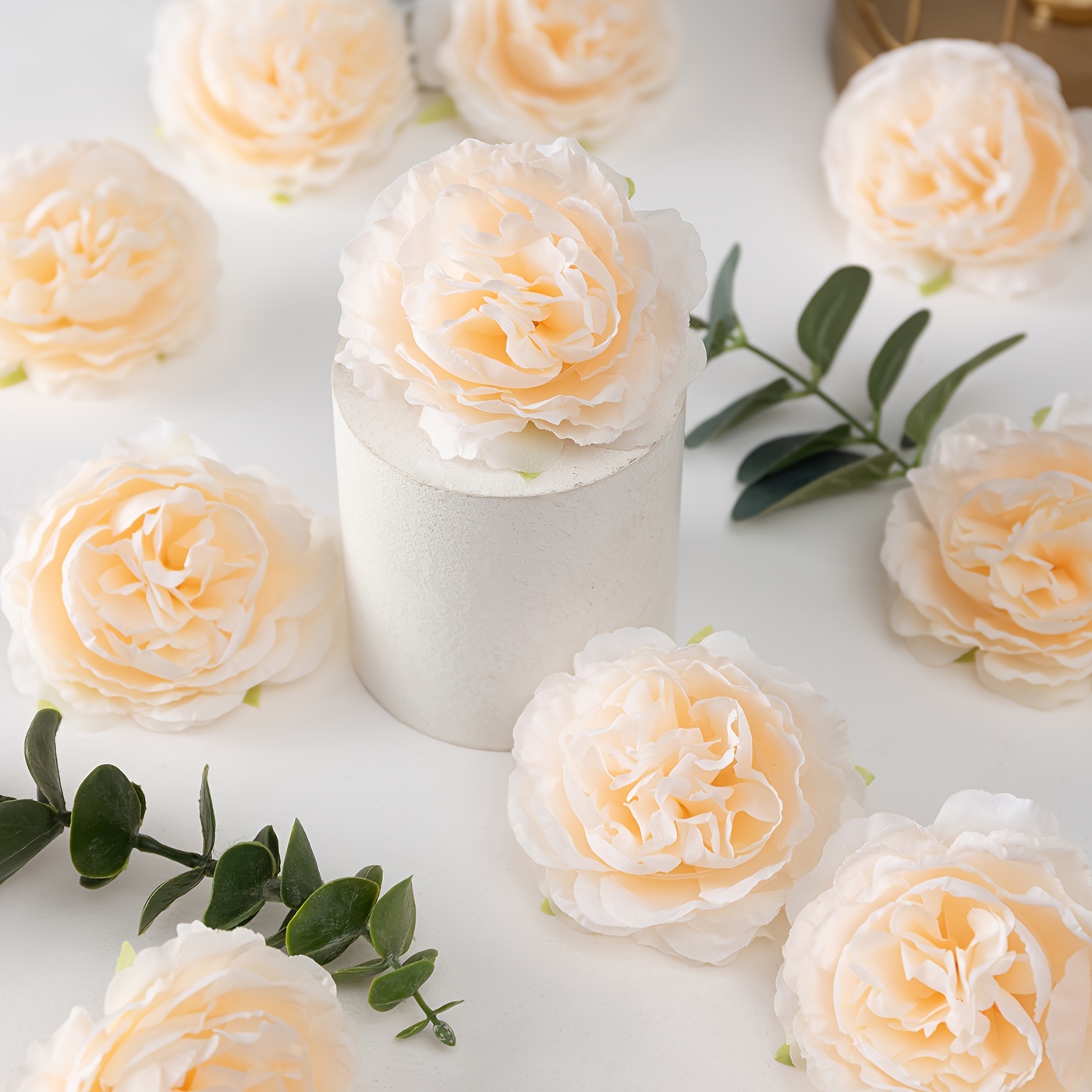 12pcs Peony Artificial Flower Heads 3.15 Inch Fake Peony Heads With Stems Artificial Peony Heads For Home, Office, Family Wedding Party Decoration