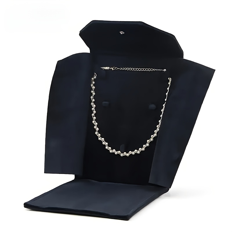TEMU 1pc Velvet Jewelry Pouch With Pearl Closure, Assorted Colors, Portable Necklace Organizer, Clasp Closure Storage Box For Pendants And Beads,