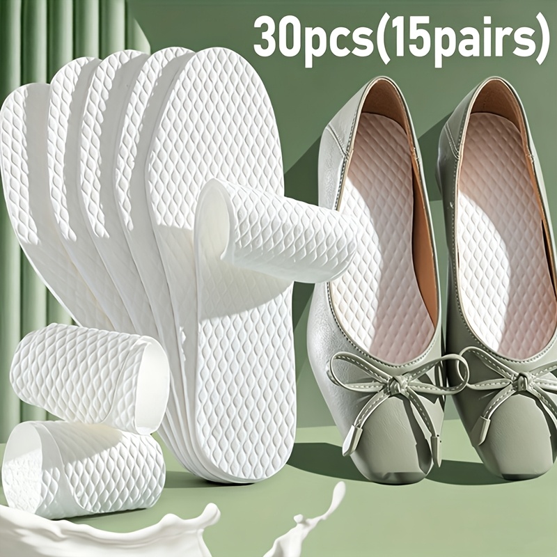 TEMU 30pcs Disposable Wood Shoe Insoles, Breathable Thin Design, - Absorbent, Unisex Pads, Daily Use Odor - Resistant