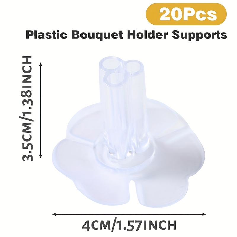 TEMU 20 pièces, Supports de Bouquet en Plastique à 3 Trous, Fournitures de Bricolage pour Fleuristes, Arrangement Floral pour Fête d'Anniversaire,