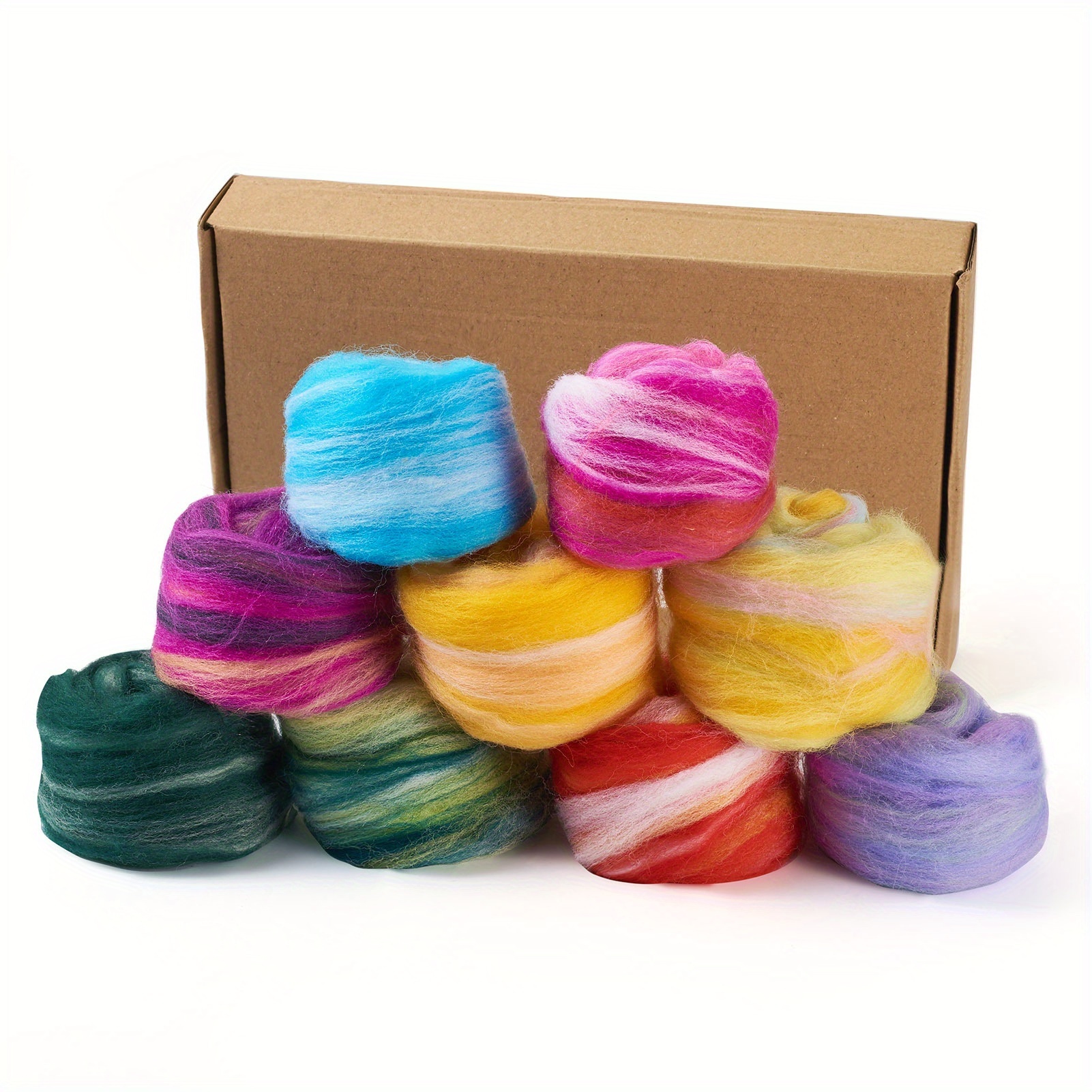 E-shop 9 Stück/Box Wollfilznadel Filzen 9 Farben Handgemacht DIY Nassfilzen Bunte Woll Bastelmaterial, 5g/Farbe